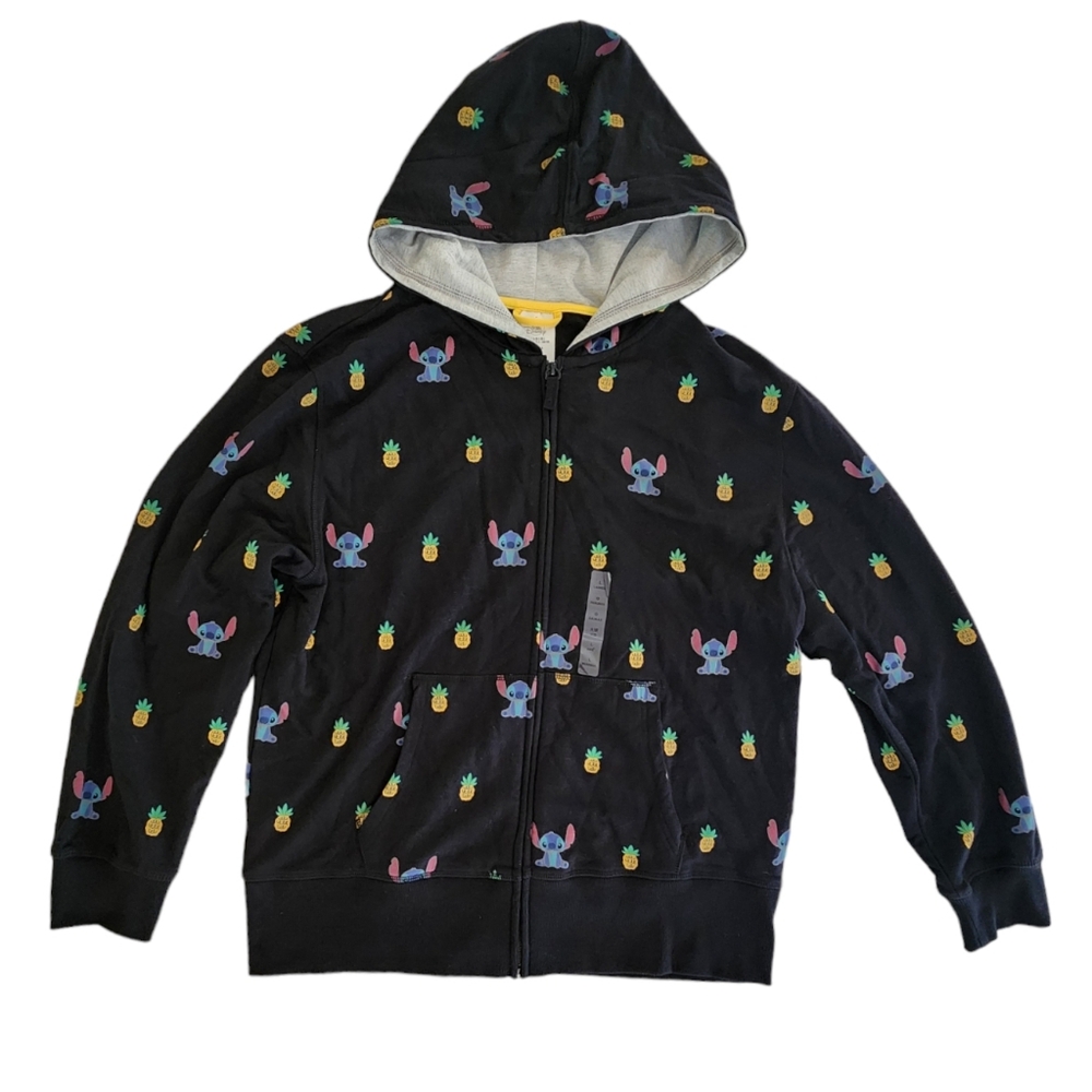 Disney Stitch Black Full Zip Hoodie Sweatshirt | Stitch & Pineapples Size Large